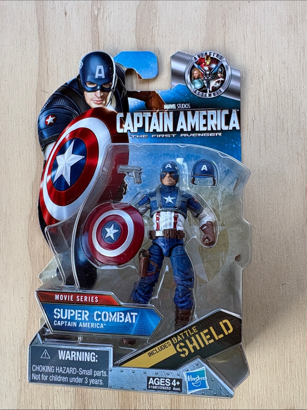 Captain America Super Combat Action Figure with Battle Shield - Blue, Red, White